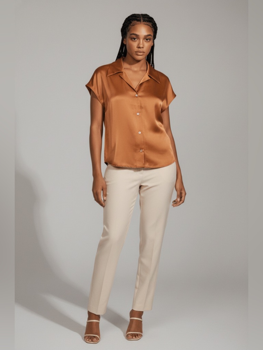 Rachel Zoe Copper Satin Blouse